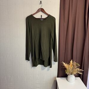 Chelsea & Theodore Size L Green Lightweight Knit Sweater Top Long Sleeve Tunic